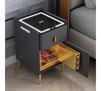 Table de chevet multifonction avec coffre-fort invisible, chargement sans fil, lumières LED et ports USB pour chambre, salon et bureau
