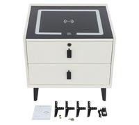 Table de chevet multifonctionnelle avec haut-parleur Bluetooth - Table d'appoint - Éclairage LED - Port USB - Recharge sans fil - Blanc