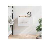 vidaXL Table de chevet murale – Armoire de nuit suspendue bois d'ingénierie avec rangement – Blanc