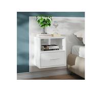 vidaXL Table de chevet murale Blanc brillant Bois d'ingénierie