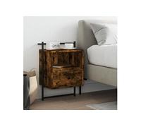 vidaXL Table de chevet murale chêne fumé 40x30x61 cm bois d'ingénierie Marron