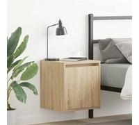 Table de chevet murale - Chêne Sonoma - 38 x 34 x 40 cm - Bois d'ingénierie - Porte réversible
