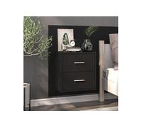 vidaXL Table de chevet murale Noir Bois d'ingénierie