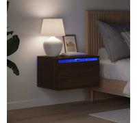 vidaXL Tables de chevet murales avec lumières LED 2 pcs chêne marron