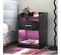 Table de Chevet Noir - DHHOZAMZ - 1 tiroir 1 Compartiment ouvert - 16 couleurs LED - 40x35x58cm