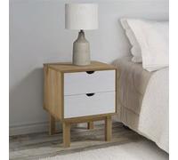 Vidaxl Table De Chevet Otta Marron Et Blanc 45x39x57cm Bois Pin Massif Multicolore
