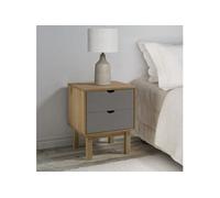 Table de chevet OTTA marron et gris 45x39x57 cm bois pin massif Marron et gris G