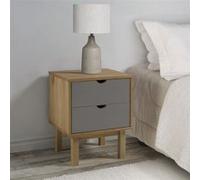 Table de chevet OTTA marron et gris 45x39x57 cm bois pin massif