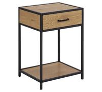 Table de chevet ou d'appoint 1 étagère et un tiroir en MDF et métal - Marron et Noir