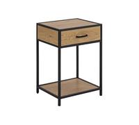 Table de chevet ou d'appoint 1 étagère et un tiroir en MDF et métal - Marron et Noir