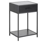 Table de chevet ou d'appoint 1 étagère et un tiroir en MDF et métal - Noir