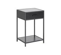 Table de chevet ou d'appoint 1 étagère et un tiroir en MDF et métal - Noir