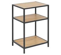Table de chevet ou d'appoint 2 étagères en MDF et métal - Beige et Noir