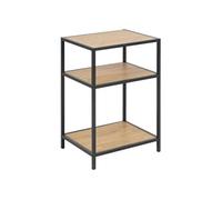 Table de chevet ou d'appoint 2 étagères en MDF et métal - Beige et Noir