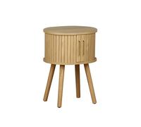 sweeek - Table de Chevet Ovale 2 Portes coulissantes poignées creusées. Effet Bois rainuré. L40 x l34 x H54.8cm