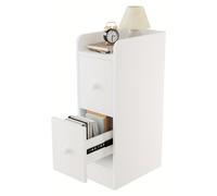 Table de chevet - Petite table d'appoint - Rangement - Petit meuble de rangement - Meuble étroit - Blanc - Gain de place
