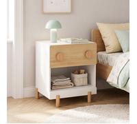 Table de chevet pour enfants Vaarentaa avec 1 tiroir et 1 compartiment 47 x 40 x 35 cm blanc / effet chêne