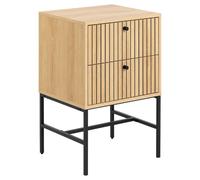 Table de chevet rectangulaire 2 tiroirs effet tasseaux BAÏKAL - Beige
