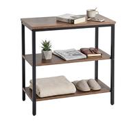 Table de Chevet Relaxdays, 3 Niveaux Ouverts, H x L x P: 61 x 60 x 30 cm, pour Chambre ou Salon, Marron/Noir