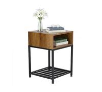 Table de Chevet Relaxdays avec Compartiment et étagère, H x L x P : 58 x 40 x 40 cm, Style Industriel, métal, Brun/Noir