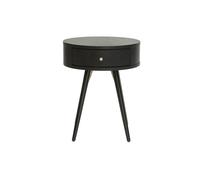 Table de chevet ronde avec tiroir bois et métal noir koral