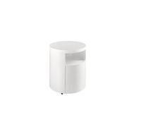 Table de chevet ronde en bois blanche 7006C, Ø48 x 55 cm. -