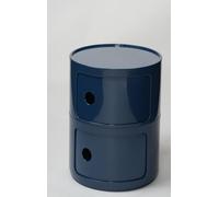 Table de chevet ronde fine bleue - Table de chevet à 2 niveaux et armoire d'angle pour chambre à coucher et salle de bain - Petite unité de rangement - Mobilier de maison moderne