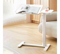Table De Chevet Roulante Réglable, Bureau De Lit Inclinable Et Réversible avec roulettes, Chariot Mobile Ordinateur Portable Chambre, Canapé, Bureau à Domicile White One Size
