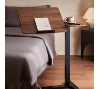 Table De Chevet Roulante Réglable, Bureau De Lit Inclinable Et Réversible avec roulettes, Chariot Mobile Ordinateur Portable Chambre, Canapé, Bureau à Domicile Brown One Size