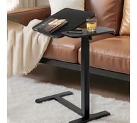 Table De Chevet Roulante Réglable, Bureau De Lit Inclinable Et Réversible avec roulettes, Chariot Mobile Ordinateur Portable Chambre, Canapé, Bureau à Domicile Black One Size