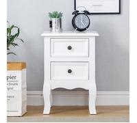 Table de Chevet Scandinave - Nortique - Lot de 2 - Bois - 2 tiroirs - Blanc