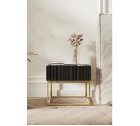 Table de chevet - SELSEY - VELDIO - 50 x 35,6 x 44 cm - Noir - Pieds dorés