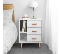 SoBuy Table de Chevet avec 3 tiroirs et 2 étagères, Table d'appoint pour Chambre à Coucher - Meuble de Rangement Moderne L48 x P40 x H60 cm Blanc FBT95-W