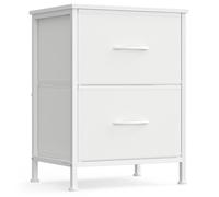 Table de Chevet - SONGMICS - 2 Tiroirs - Blanc Nuage et Blanc Neige - Acier et MDF
