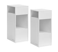 Table de chevet - SONGMICS HOME - Lot de 2 - Blanc neige - 2 compartiments - 1 tiroir