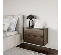 Table de chevet suspendue - avec 2 tiroirs - FRAMME -- effet bois noyer - 50 cm
