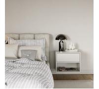 Table de chevet suspendue - avec tiroir et niche - FRAMME - blanc - 50 cm