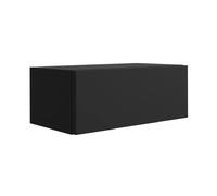 Table de chevet suspendue avec tiroir - façade lisse - noir, 40 x 20 x 16 cm