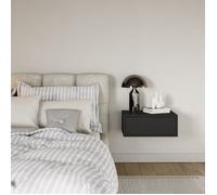 Selsey Table de Nuit 50 cm Suspendue Design Minimaliste avec Tiroir Push-to-Open Finition Noir Table de Chevet Chambre Adulte Bois et Panneaux Laminés