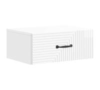 Table de Chevet Suspendue Blanc Haute Brillance 49x34,5x20 cm avec Armoire et Tiroirs