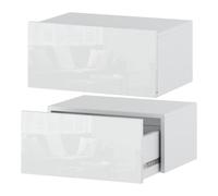 Table de Chevet Suspendue Lot de 2 - 45 CM 1 Tiroir - Mirabilesse - Table De Nuit - Meuble de Rangement - blanc brillant 45x32x19
