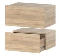 Table de Chevet Suspendue Lot de 2 45 CM 1 Tiroir - Mirabilesse - Table De Nuit - Meuble de Rangement - Chêne sonoma 45x32x19