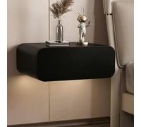 Table De Chevet Suspendue, Meuble De Chevet Mural, Bout De Canapé Avec Cuir | Avec Tiroir Et Coulisses Silencieuses, Pour Chambre Et Salon, Facile À Installer(Black,45cm/17.7in)