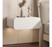 Table De Chevet Suspendue, Meuble De Chevet Mural, Bout De Canapé Avec Cuir | Avec Tiroir Et Coulisses Silencieuses, Pour Chambre Et Salon, Facile À Installer(White,35cm/13.8in)