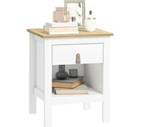 Table de chevet - Table d'appoint avec tiroir et compartiment ouvert - Bois mélaminé - Style marocain moderne - 45 x 40 x 55 cm - Blanc