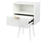 Table de chevet/table d'appoint - Meuble de chambre à coucher - Bois - 1 tiroir - 1 compartiment ouvert - Style moderne et minimaliste - Pour la chambre à coucher ou le salon - Blanc