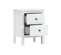 Table de chevet table de nuit à 2 tiroirs en Bois massif Couleur Blanc - Longueur 48 x Hauteur 60 x Profondeur 36 cm