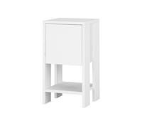 Table de chevet, table de nuit avec 1 porte abattante coloris Blanc - longueur 30 x profondeur 30 x hauteur 55 cm - -