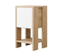 Table de chevet, table de nuit avec 1 porte abattante coloris chêne cambrian, blanc - longueur 30 x profondeur 30 x hauteur 55 cm