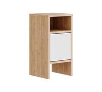 Table de chevet, table de nuit avec 1 porte coloris chêne cambrian, blanc -longueur 30 x profondeur 30 x hauteur 59 cm - -